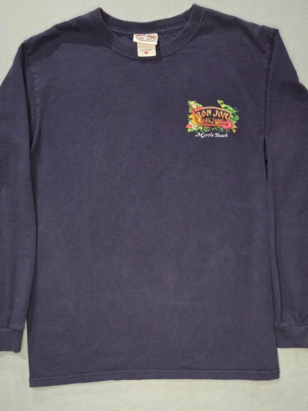 Vintage Ron Jon Surf Shop Myrtle Beach Long Sleeve Tee Size M Tropical Graphic